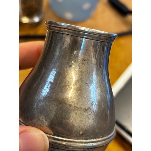 2 - A George II silver sugar caster, possibly William Fordham/William Fleming, London 1727, the flame fi... 