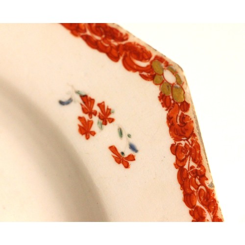 301 - A Bow porcelain kakiemon palette octagonal plate in the 'Two Quail' pattern, mid 18th century circa ... 