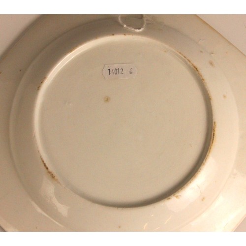 301 - A Bow porcelain kakiemon palette octagonal plate in the 'Two Quail' pattern, mid 18th century circa ... 