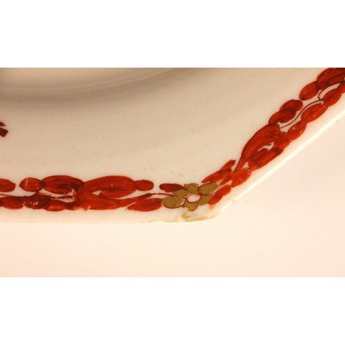 302 - A Bow porcelain kakiemon palette octagonal plate in the 'Two Quail' pattern, mid 18th century circa ... 