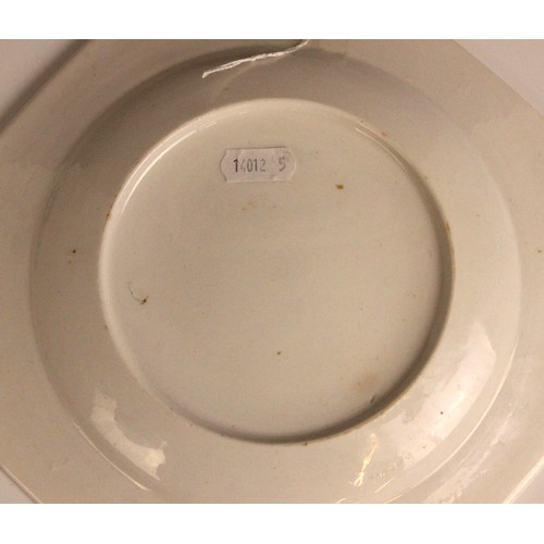 302 - A Bow porcelain kakiemon palette octagonal plate in the 'Two Quail' pattern, mid 18th century circa ... 