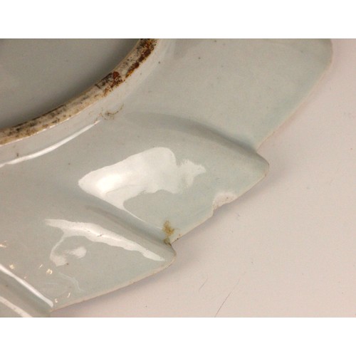 336 - A Chinese export porcelain blue and white 'leaf' dish, 18th century, the leaf shaped shallow dish ce... 