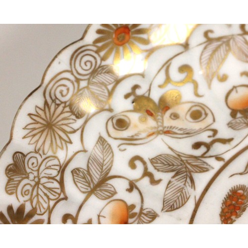 340 - An 18th century Japanese Gold Imari 'Quail' plate, 18th century, of fluted circular form, painted to... 