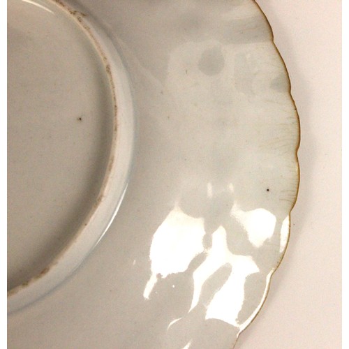 340 - An 18th century Japanese Gold Imari 'Quail' plate, 18th century, of fluted circular form, painted to... 