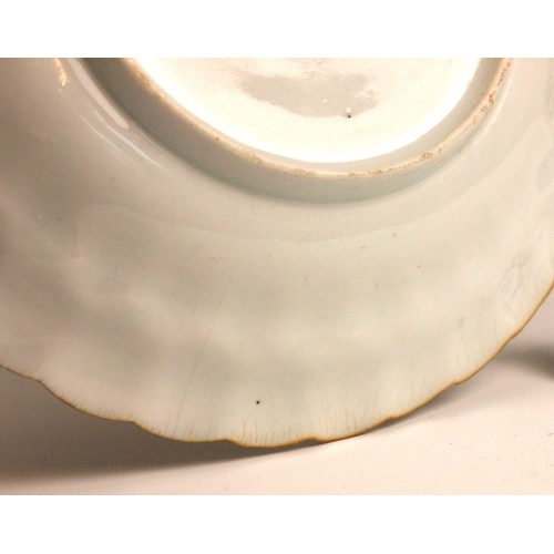 340 - An 18th century Japanese Gold Imari 'Quail' plate, 18th century, of fluted circular form, painted to... 