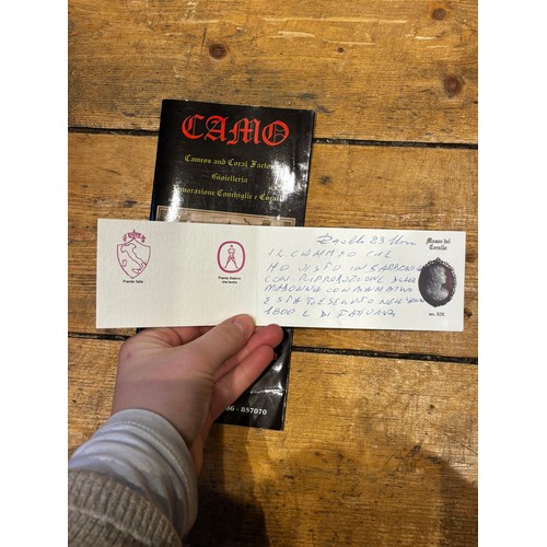 115 - A 19th century Italian cameo brooch, the central oval depiction of the Madonna with child, within a ... 