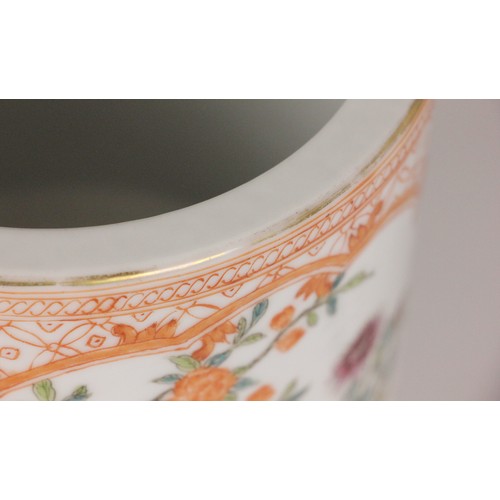 328 - A Chinese porcelain iron-red brush pot (bitong), Qianlong seal mark, of cylindrical form and externa... 