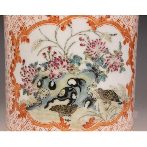 328 - A Chinese porcelain iron-red brush pot (bitong), Qianlong seal mark, of cylindrical form and externa... 