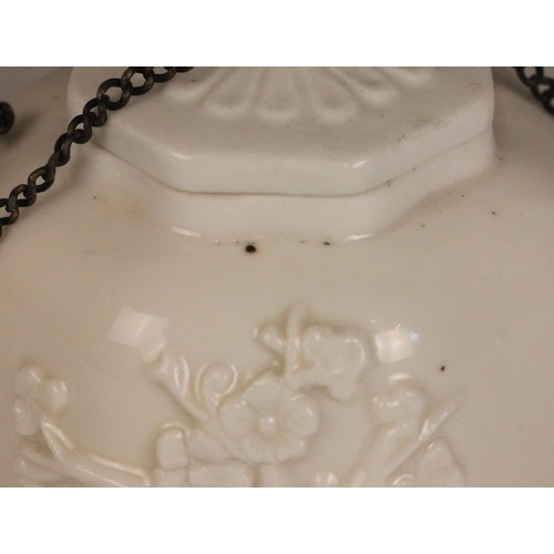 359 - A Chinese blanc de chine teapot and cover, 18th century, the globular octagonal shaped teapot with p... 