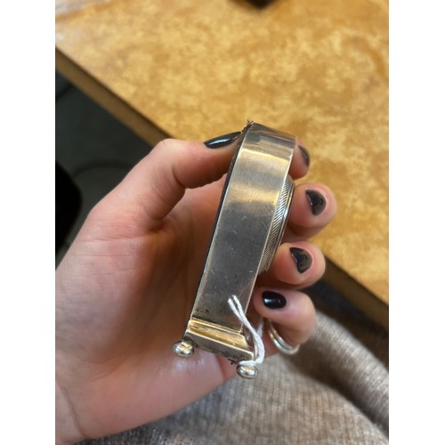 50 - An Edwardian silver mounted desk time piece, Wagner & Gerstley Ltd, Birmingham 1905, of arched form ... 