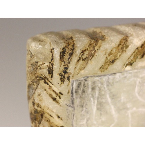 363 - A Western Asiatic carved soapstone stele, Mesopotamia, carved with two Assyrian gods, the reverse ca... 