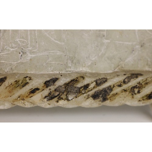 363 - A Western Asiatic carved soapstone stele, Mesopotamia, carved with two Assyrian gods, the reverse ca... 