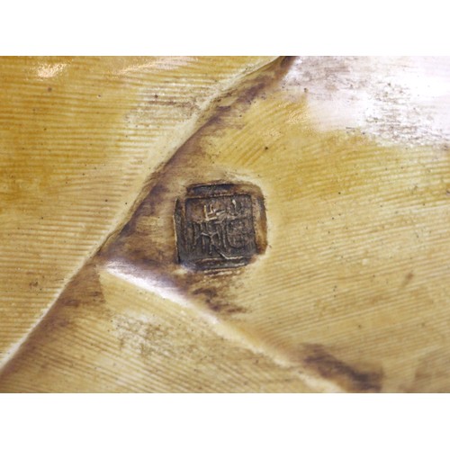 347 - A large Japanese porcelain model of two quail on a bamboo root, 19th century, each bird modelled per... 