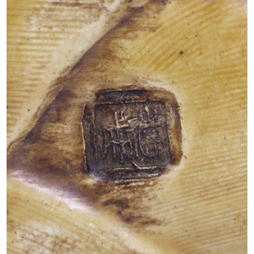 347 - A large Japanese porcelain model of two quail on a bamboo root, 19th century, each bird modelled per... 