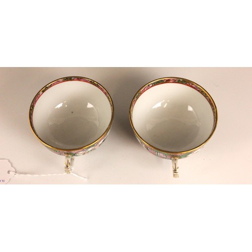 358 - A Chinese Canton Famille Rose tea service, comprising; five teacups and saucers, a teapot and cover,... 