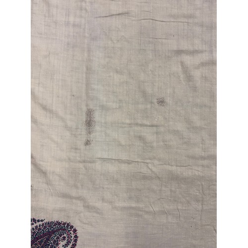 398 - A 19th century finely woven Kashmir style paisley shawl, in ivory with a paisley pattern border, fri... 