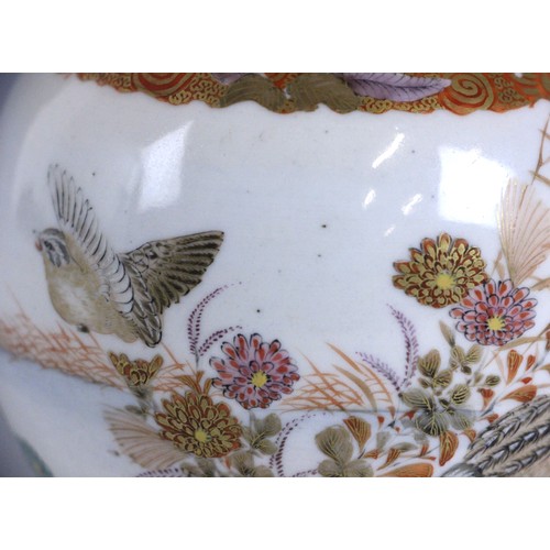 353 - A Japanese porcelain Kutani vase, Meiji Period (1868-1912), the bottle shaped vase with two zoomorph... 