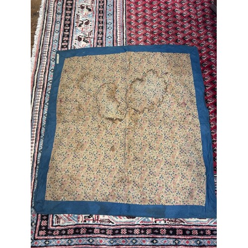 408 - A 19th century Chinese silk embroidered panel, depicting a sage and attendant beneath fruiting gourd... 