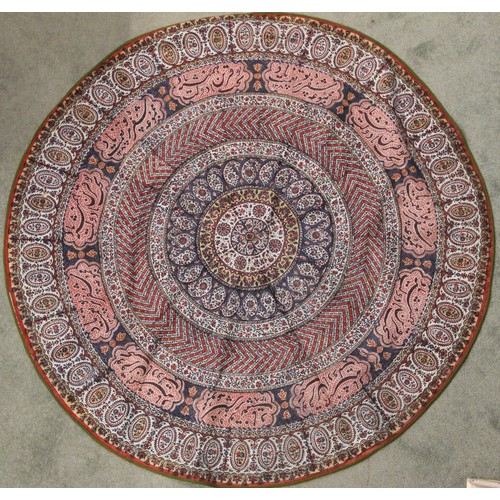 406 - A large batik panel, Turkish 19th century, designed as a five large floral sprays in claret, scarlet... 