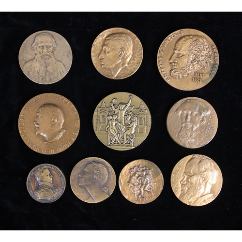 529 - Ten bronze medallions commemorating various literary and artistic figures, to include two to Leo Tol... 