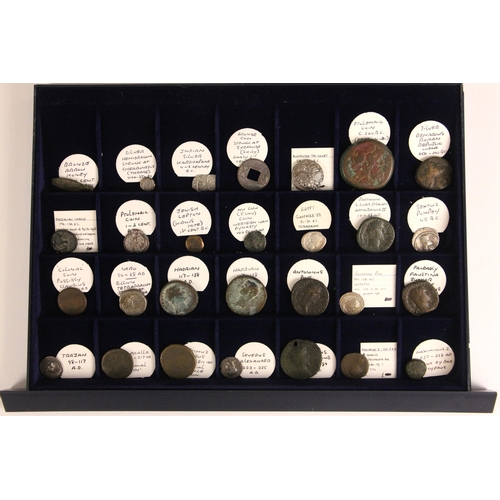 A collection of predominately Roman coins, to five trays, to include a ...