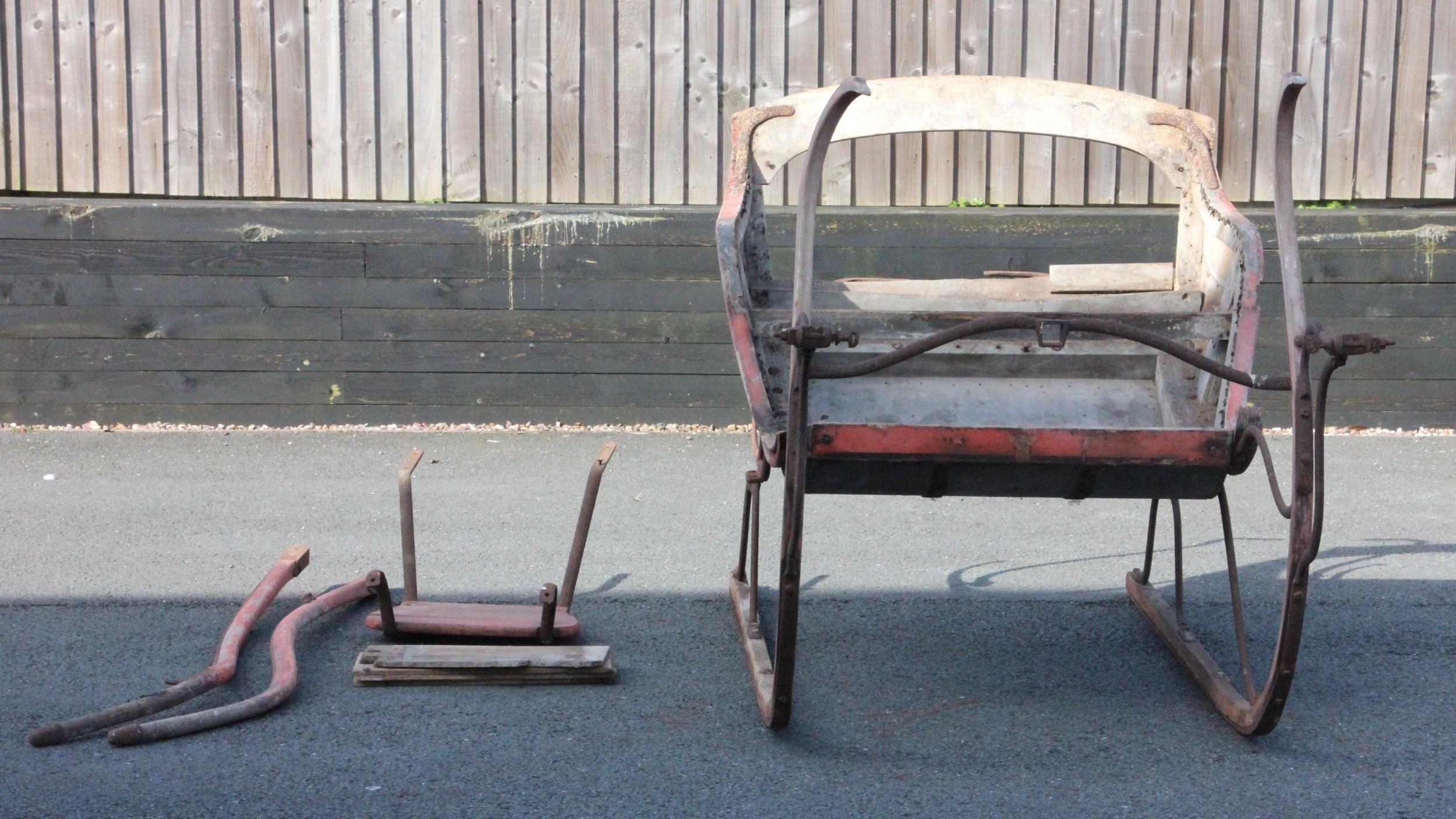 A horse drawn two seat sleigh, believed to be early 19th century, of ...