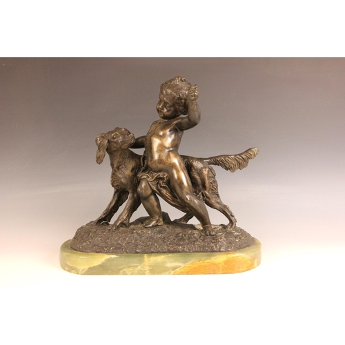 366 - After Auguste Joseph Peiffer (French, 1832-1886), a patinated bronze hunting group naturalistically ... 
