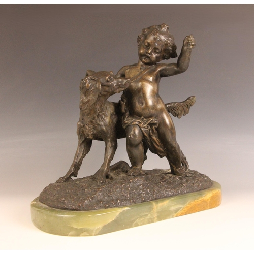 366 - After Auguste Joseph Peiffer (French, 1832-1886), a patinated bronze hunting group naturalistically ... 