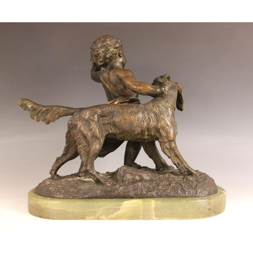366 - After Auguste Joseph Peiffer (French, 1832-1886), a patinated bronze hunting group naturalistically ... 