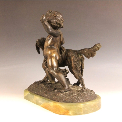 366 - After Auguste Joseph Peiffer (French, 1832-1886), a patinated bronze hunting group naturalistically ... 