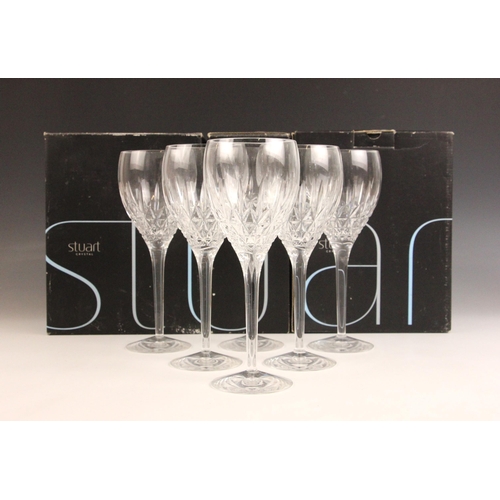 Six Stuart Crystal wine glasses of large proportions, each 22.5cm high ...