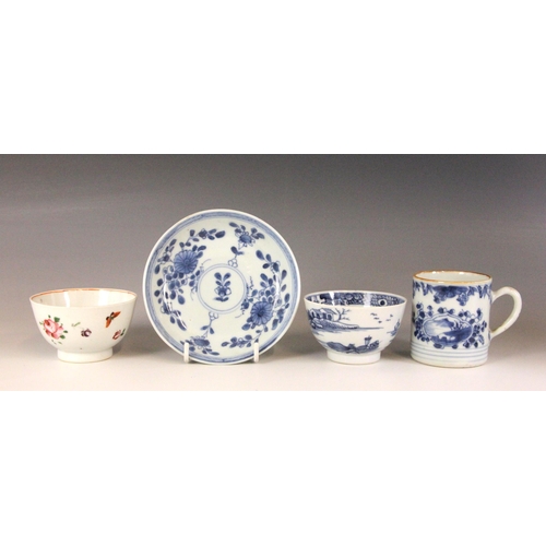 438 - An 18th century blue and white Delft vase, the high shouldered vase of octagonal baluster form exter... 