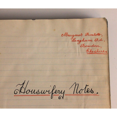 'HOUSEWIFERY NOTES', a late Victorian or early Edwardian handwritten ...