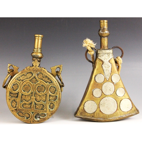 A North African brass powder flask, probably Moroccan, late 19th ...