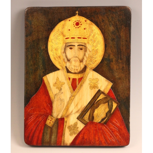 A Turkish Orthodox icon depicting St Nicholas The Woodworker, bishop of ...