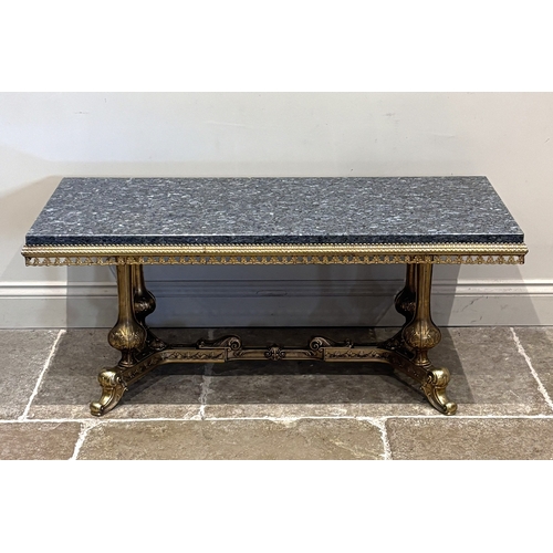 An Italian marble topped and gilt metal coffee table, the grey ...