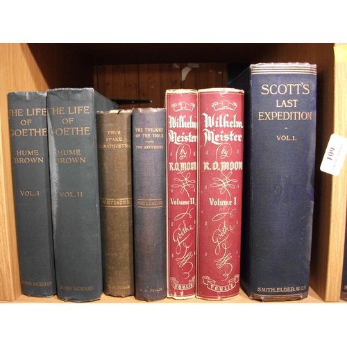 109 - LARGE QTY BOOKS INCLUDING 2 VOLUMES SCOTTS LAST EXPEDITION ETC.