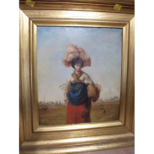 117 - REPRODUCTION OIL PORTRAIT OF LADY ( GLEANNERS) 13.5 X 14.5''