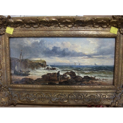 118 - FRAMED  OIL ON BOARD OF  SEASCAPE  SCENE SIGNED