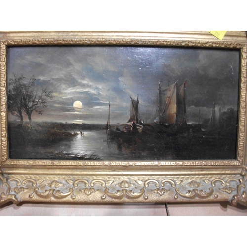 119 - MOONLIGHT SCENE SCHOOL OF SEBASTION PETHER OR NORWICH SCHOOL ARTIST  SCENE 16'' X 10''