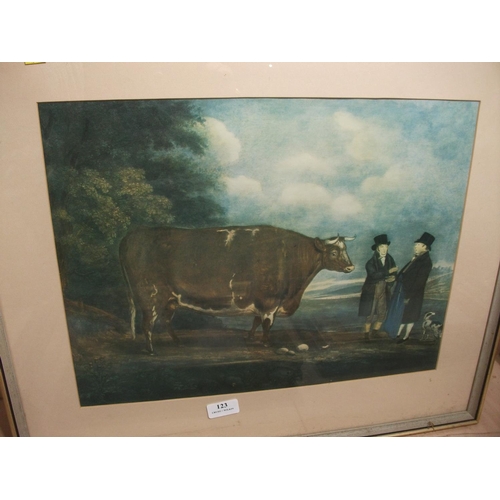 123 - 3 X PICTURES INCLUDING 2 CATTLE PRINTS & SHEEP PRINT