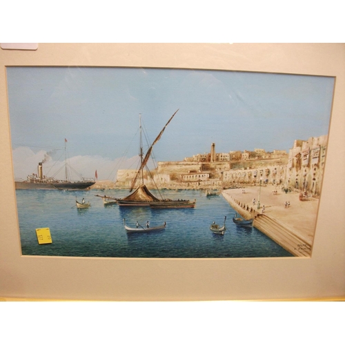 136 - FRAMED WATER COLOUR/PRINT OF MALTA 20.5'' X 14.5''