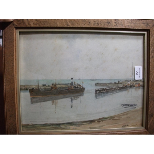 155 - WATERCOLOUR OF SHOREHAM HARBOUR SUSSEX DATED 1947 - SIGNED