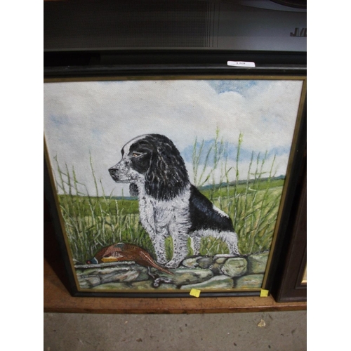 159 - TWO FRAMED PICTURES OF SPANIELS SIGNED B ANDREWS