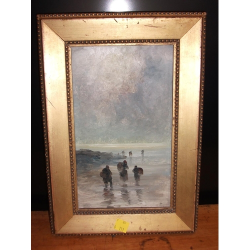 173 - FRAMED OIL PAINTING BEACH SCENE 8'' X 12''