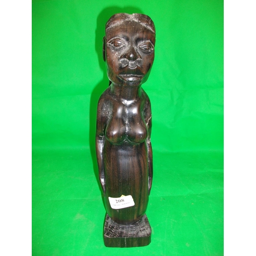 208 - EBONY CARVING FIGURINE OF LADY MERMAID 35 CM HIGH AF