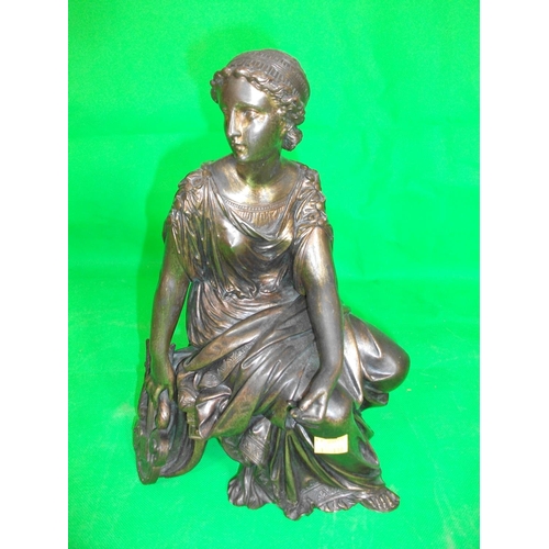 209 - BRONZE LADY FIGURINE 27CM HIGH