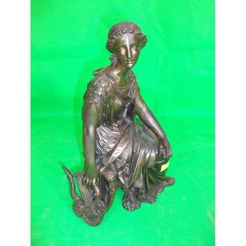 209 - BRONZE LADY FIGURINE 27CM HIGH