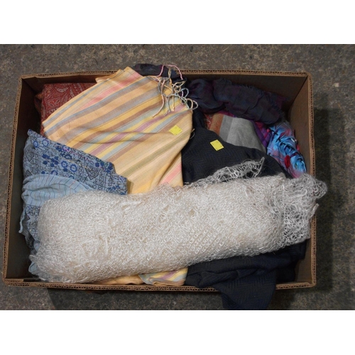 21 - BOX OF VARIOUS SCARFS