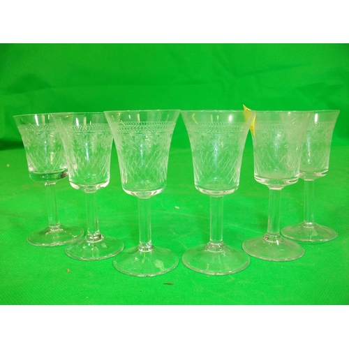 212 - SET OF SIX EDWARDIAN SHERRY GLASSES